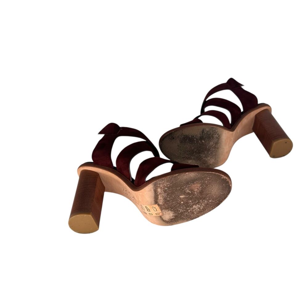 Joie Avery Burgundy Suede Strappy High Stacked Heeled Sandal Sz 36 5.5 - Picture 4 of 7